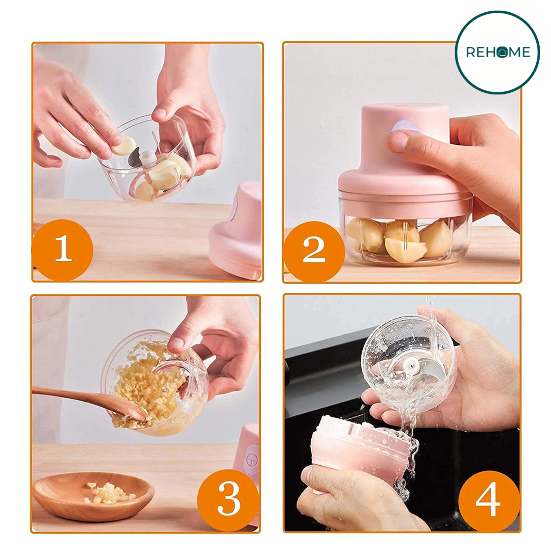Rechargeable Electric Double Bowl Food Chopper