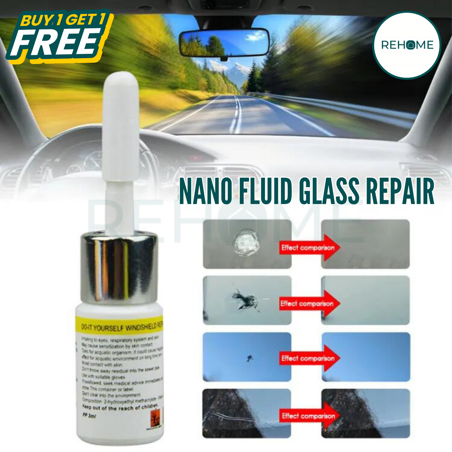 Cracked Glass Nano Fluid Repair Kit - (BUY 1 GET 1 FREE)