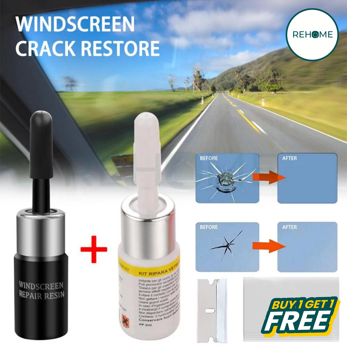 Cracked Glass Nano Fluid Repair Kit - (BUY 1 GET 1 FREE)