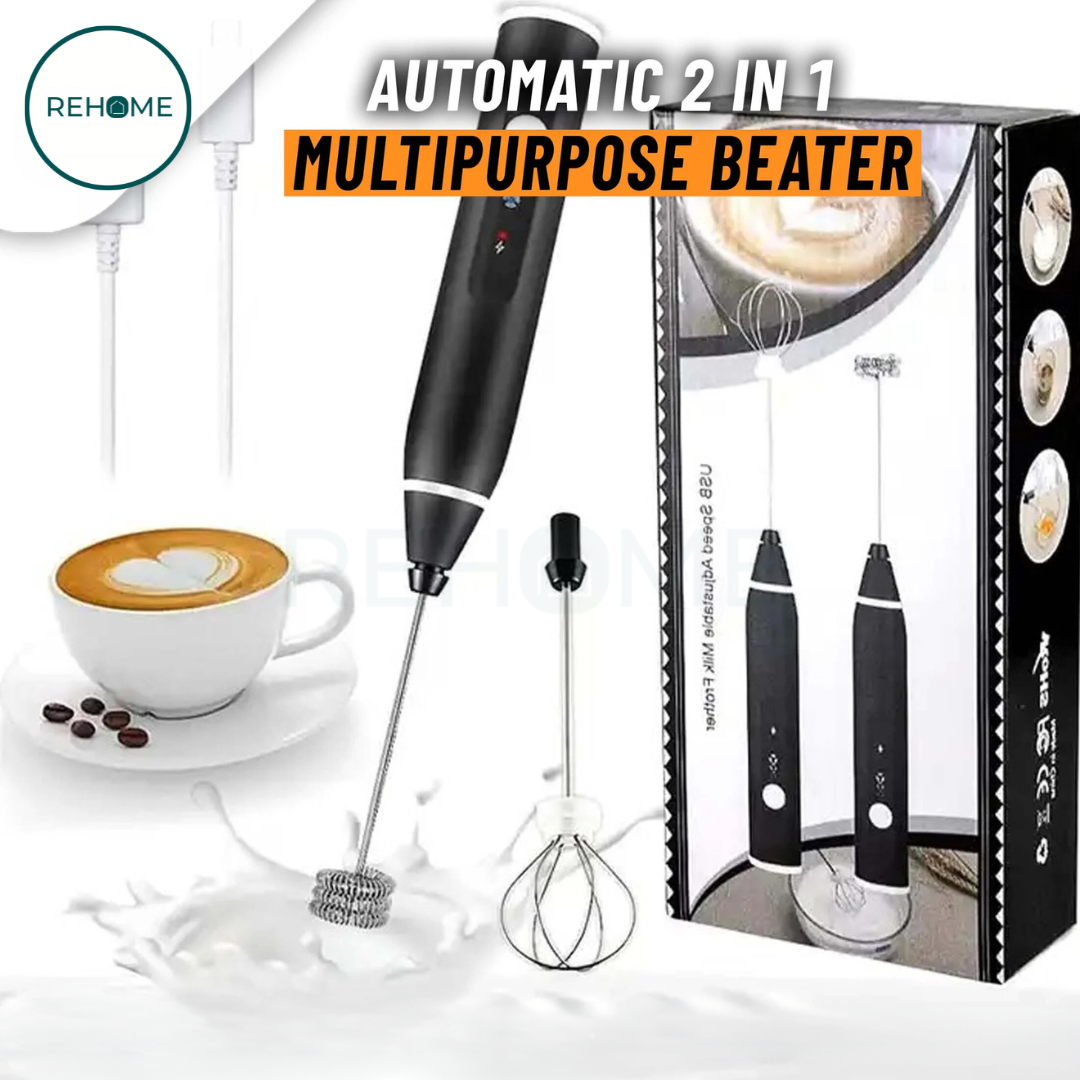 2 in 1 Rechargable Electric Coffee Beater & Frother - (IMPORTED)