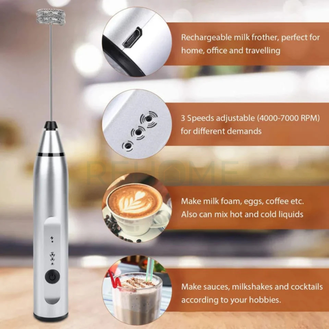 2 in 1 Rechargable Electric Coffee Beater & Frother - (IMPORTED)