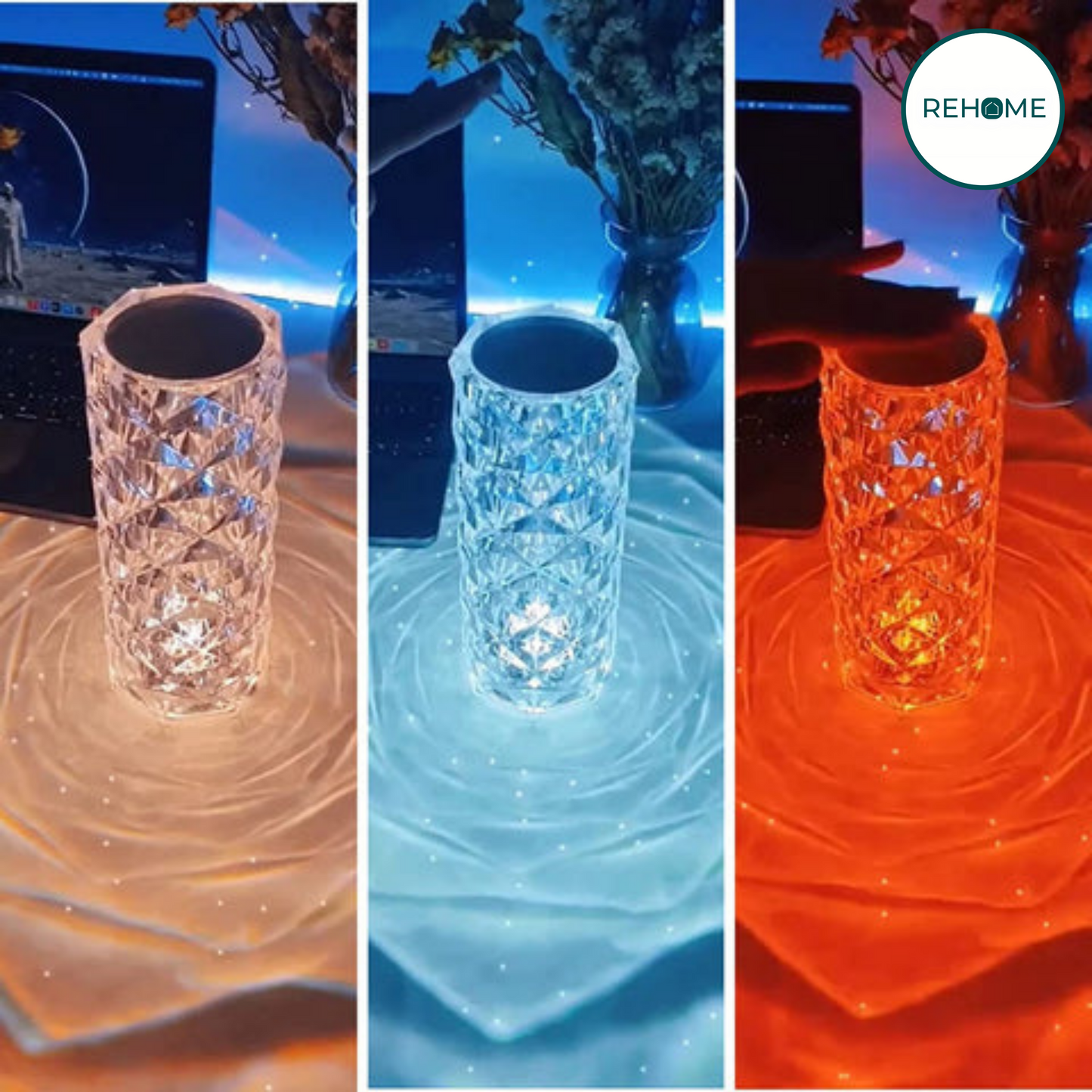 RGB Crystal Diamond Table Lamp - (FREE Delivery)