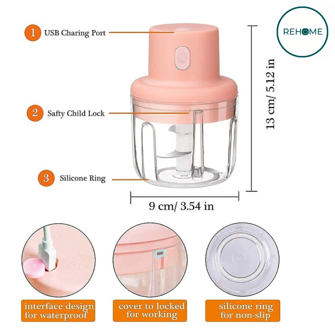 Rechargeable Electric Double Bowl Food Chopper