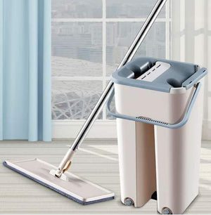 360-Degree Flat Mop With Bucket & Flexible Head (1 Free Microfibre Pad)