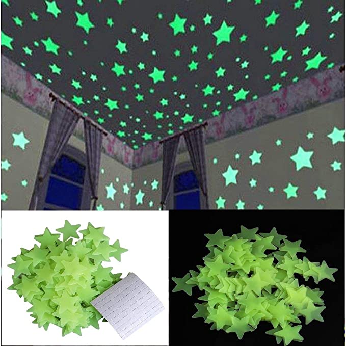 100 pcs Glow in The Dark Stars Wall Stickers for Ceiling or Wall