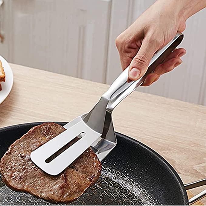 Multifunctional Food Flipping Spatula Tongs Clip for Beefsteak Bread Hamburger BBQ Meats Pizza Pies Bread Fish