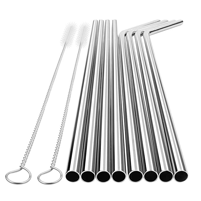 Reusable Stainless Steel Metal Straws with Brush