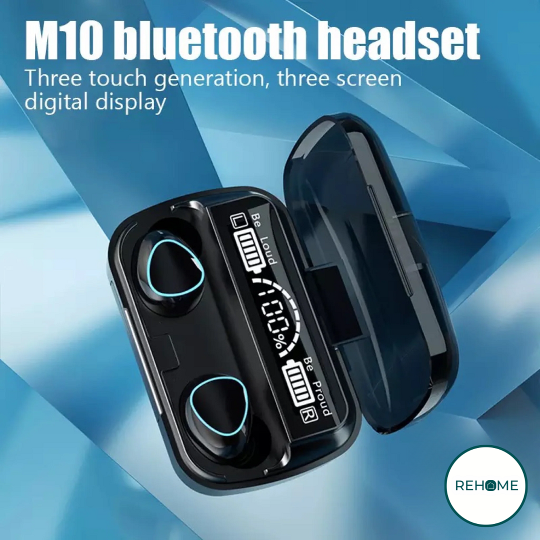 M10 Wireless TWS V5.1 EarBuds with Touch Display - (FREE Delivery)