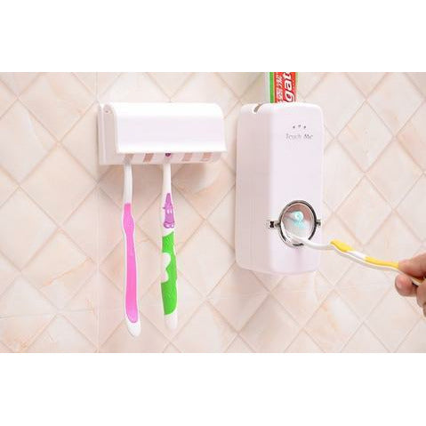 Toothpaste Dispenser & Toothbrush holder