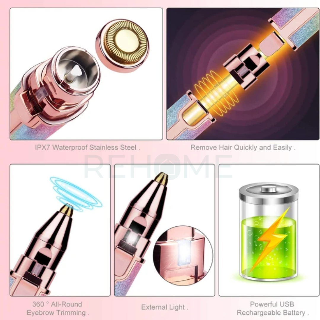 2 In 1 Flawless Eyebrow & Facial Hair Remover - (IMPORTED)