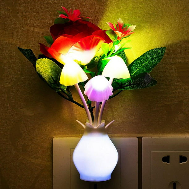 LED Night Light 7 Color Change Colorful Luminous Vase Mushroom Lamp