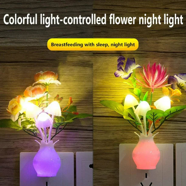 LED Night Light 7 Color Change Colorful Luminous Vase Mushroom Lamp