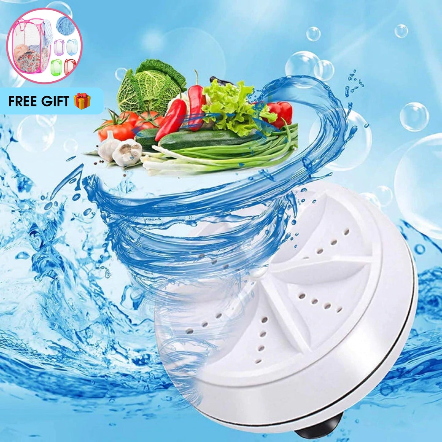 Ultrasonic Portable Washing Machine - (With FREE Gift)