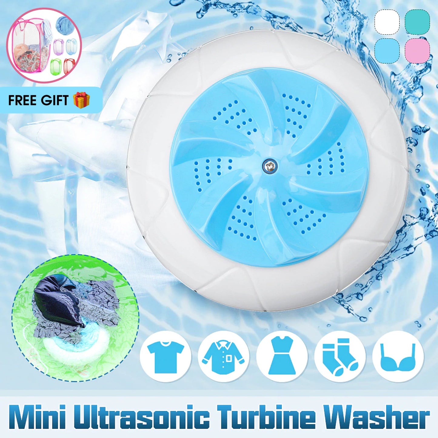 Ultrasonic Portable Washing Machine - (With FREE Gift)