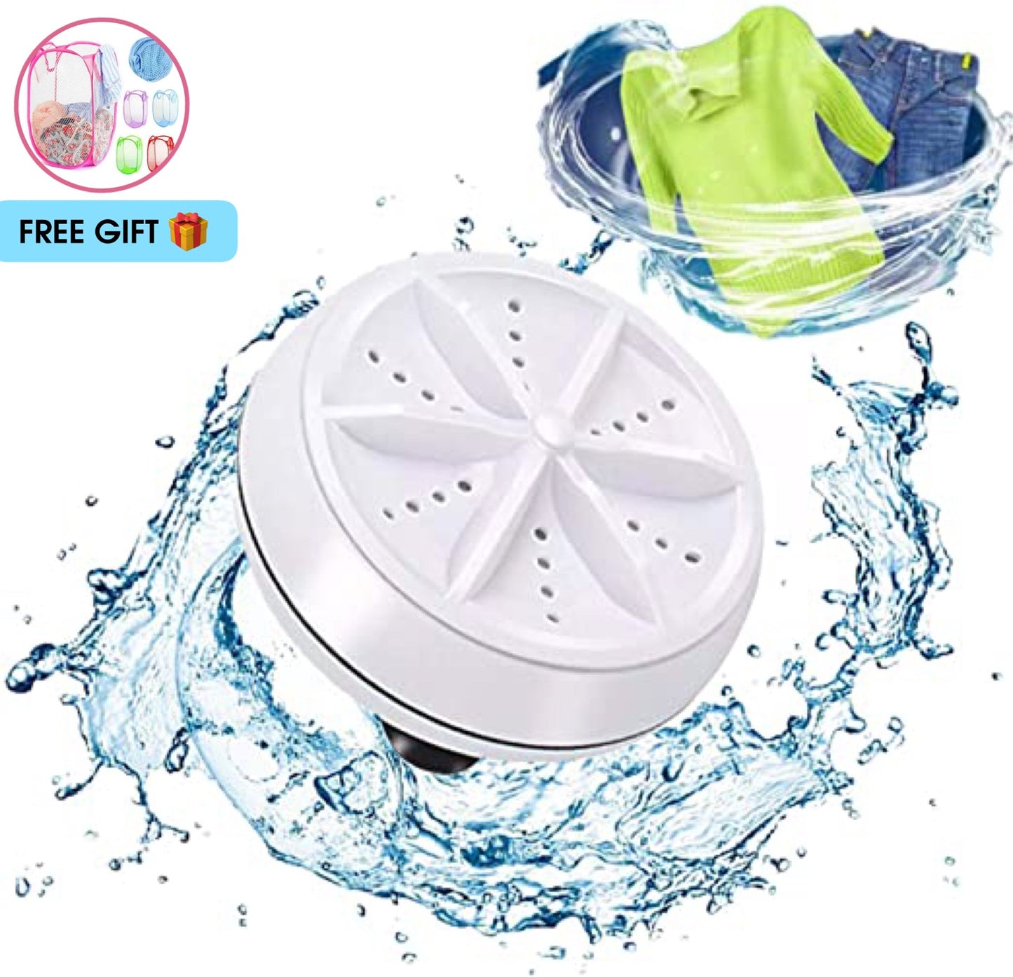 Ultrasonic Portable Washing Machine - (With FREE Gift)