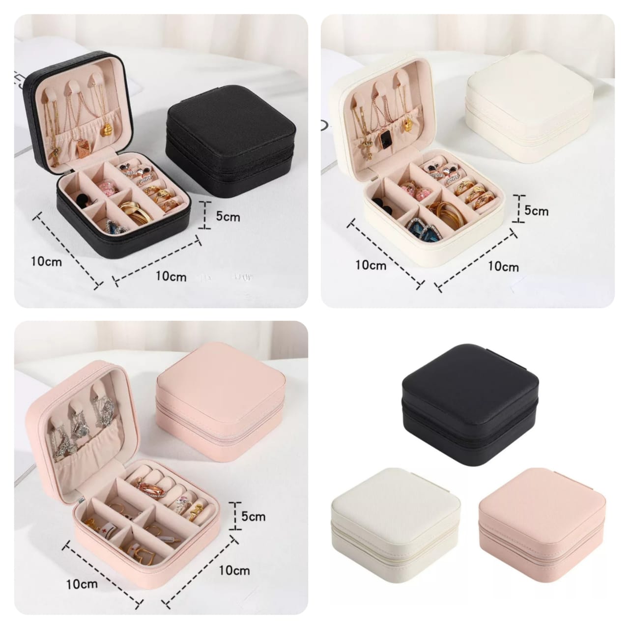 Portable Mini Leather Jewellery Box Organiser Case