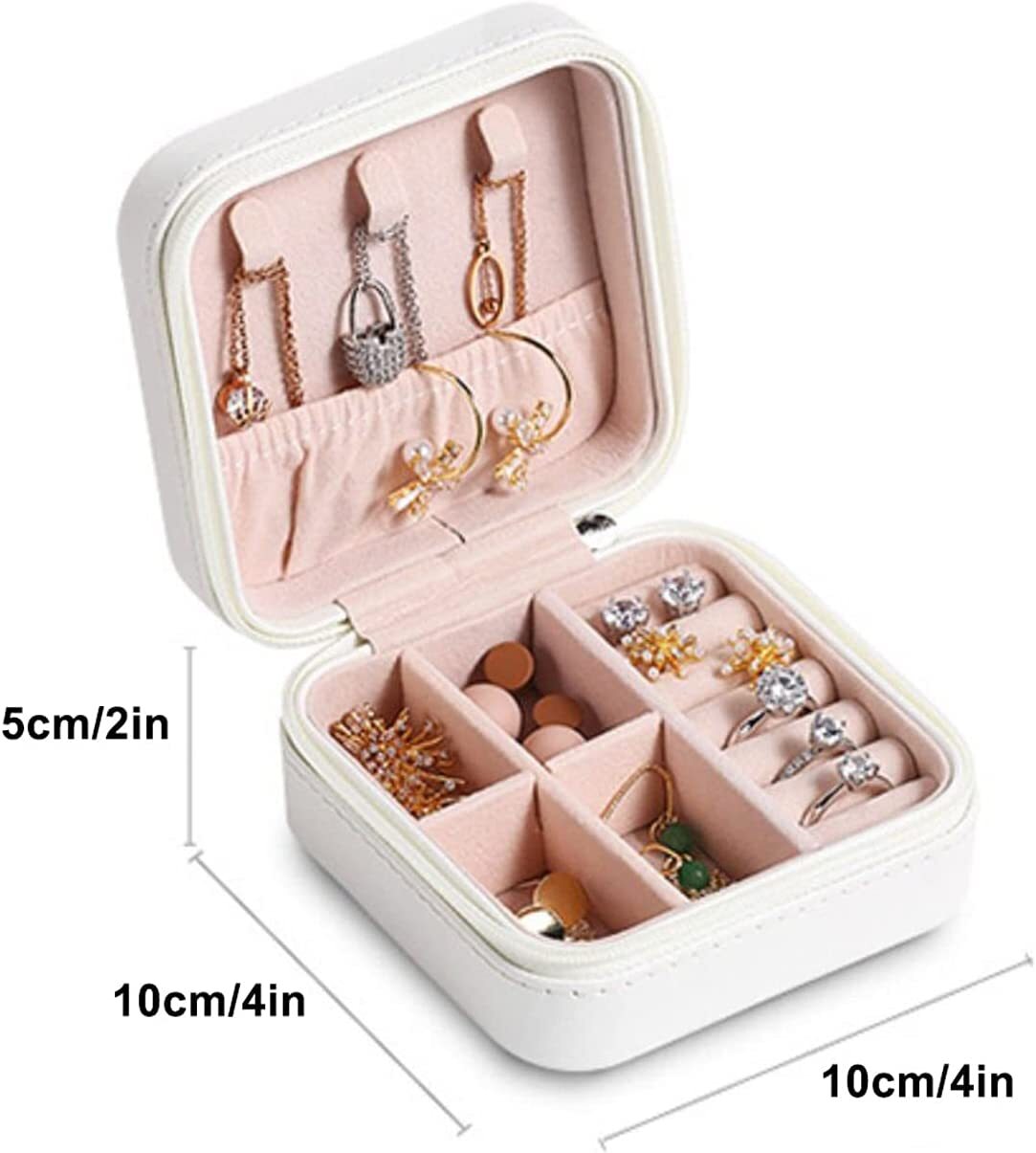 Portable Mini Leather Jewellery Box Organiser Case