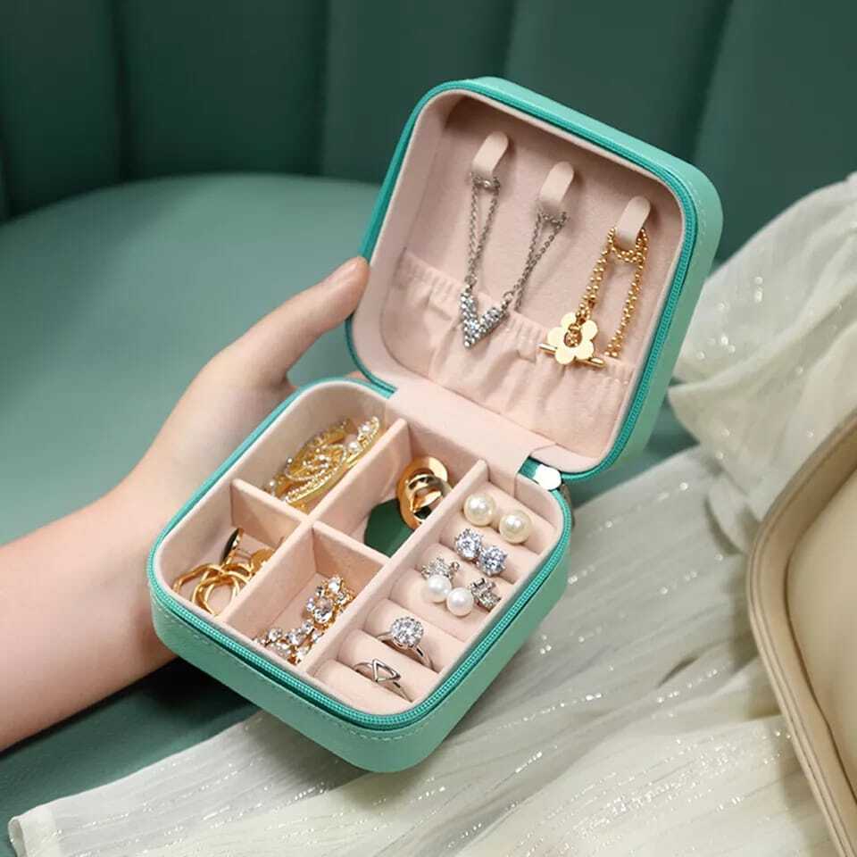 Portable Mini Leather Jewellery Box Organiser Case