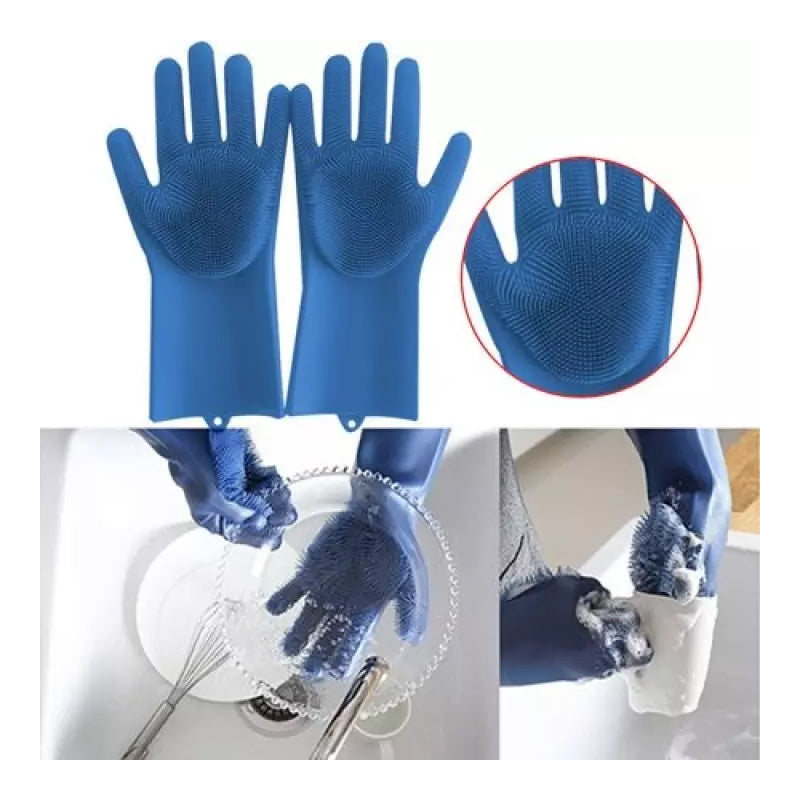 1 Pair Silicone Dishwashing Gloves - Random Color