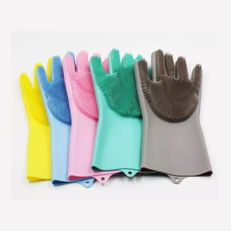 1 Pair Silicone Dishwashing Gloves - Random Color