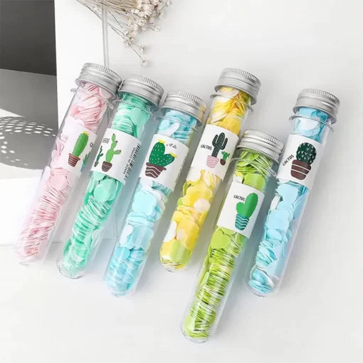 Disposable Flower Paper Soap with Plastic Bottle - 100 Pcs inside Tube