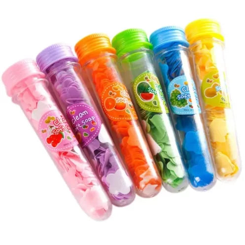 Disposable Flower Paper Soap with Plastic Bottle - 100 Pcs inside Tube