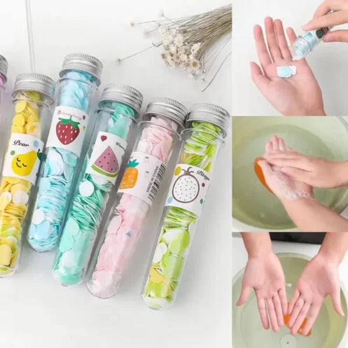 Disposable Flower Paper Soap with Plastic Bottle - 100 Pcs inside Tube